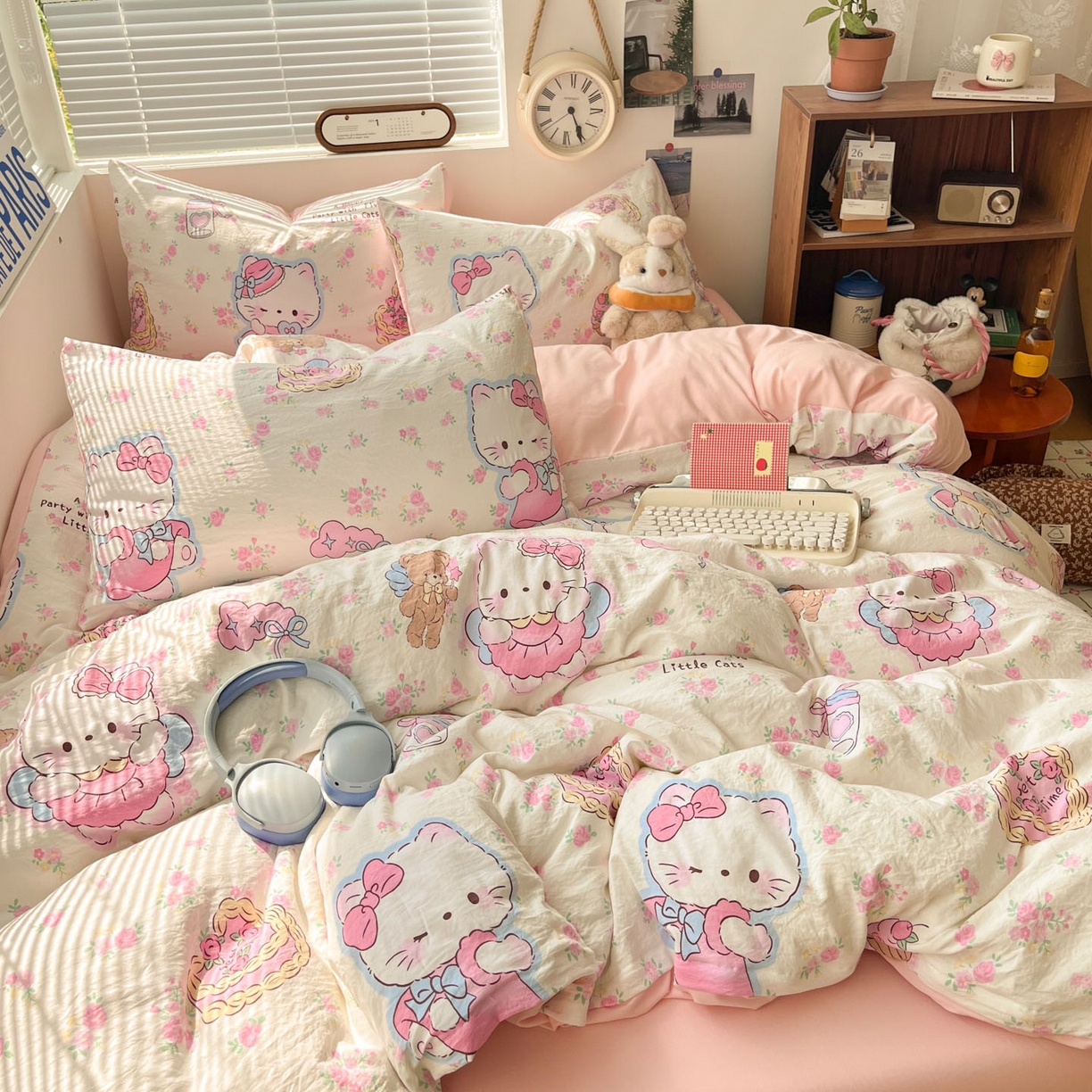 91家纺网 家纺一手货源 找家纺 优承佳生活馆 2026新款洛丽塔风水洗印花四件套学生三件套单被套系列 卖萌咪咪