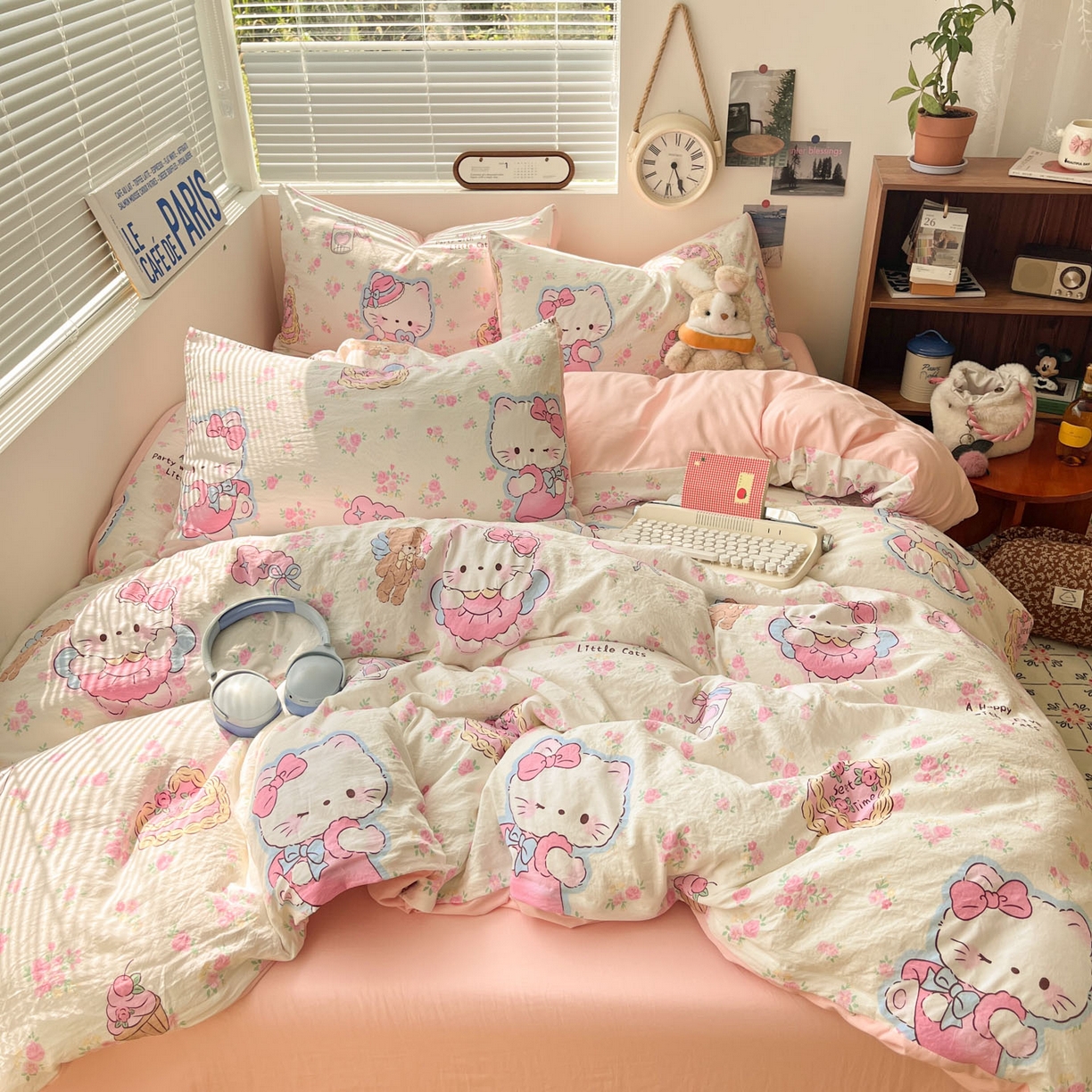 91家纺网 家纺一手货源 找家纺 优承佳生活馆 2026新款洛丽塔风水洗印花四件套学生三件套单被套系列 卖萌咪咪