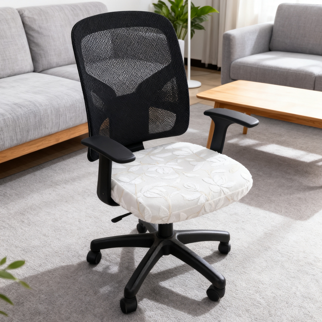 91家纺网 家纺一手货源 找家纺 壹零特色家纺 2025新款剪绒提花单独坐垫套 玉兰花影-白