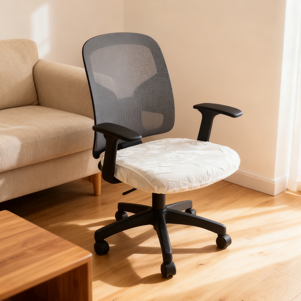 91家纺网 家纺一手货源 找家纺 壹零特色家纺 2025新款剪绒提花单独坐垫套 花弄影白