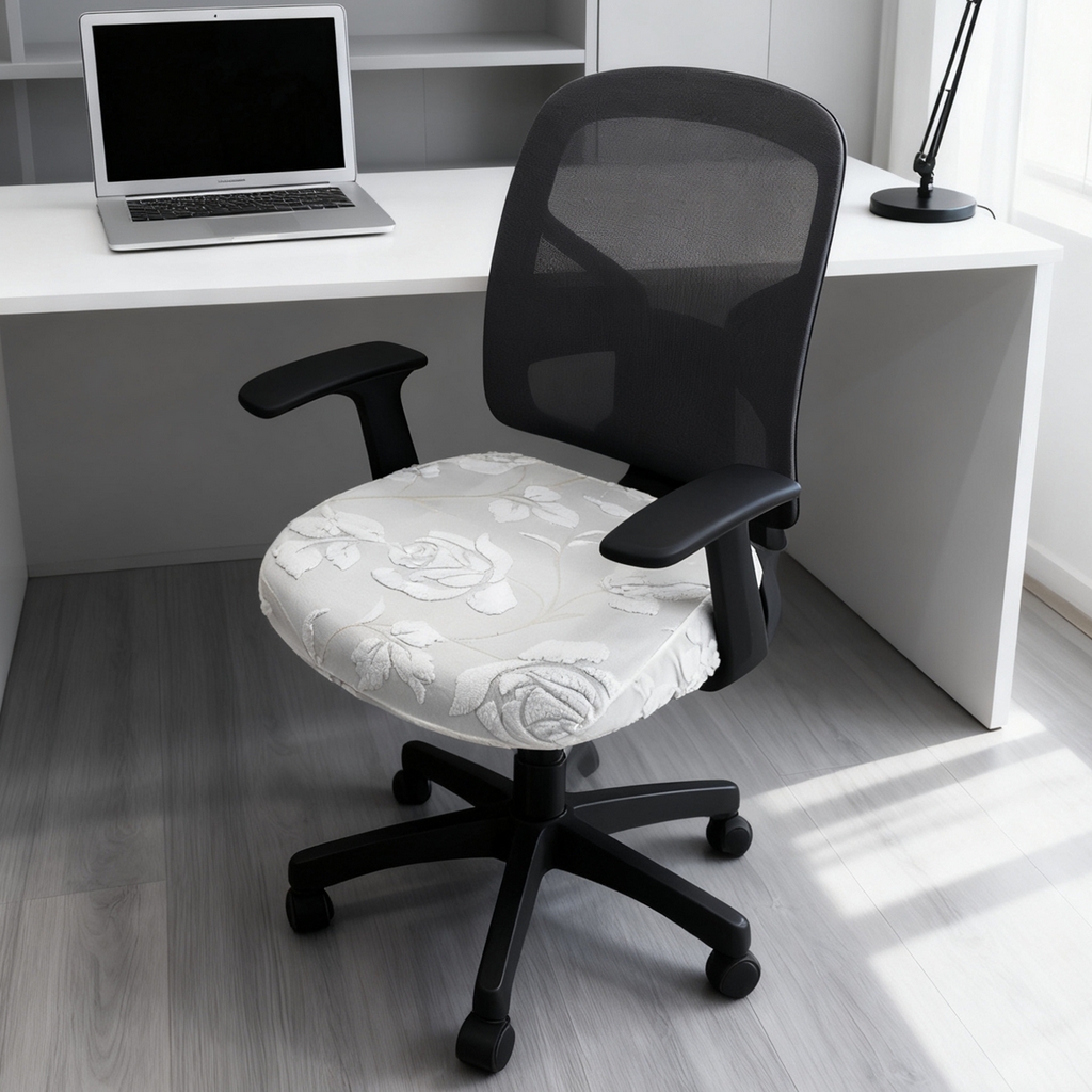 91家纺网 家纺一手货源 找家纺 壹零特色家纺 2025新款剪绒提花单独坐垫套 花弄影白