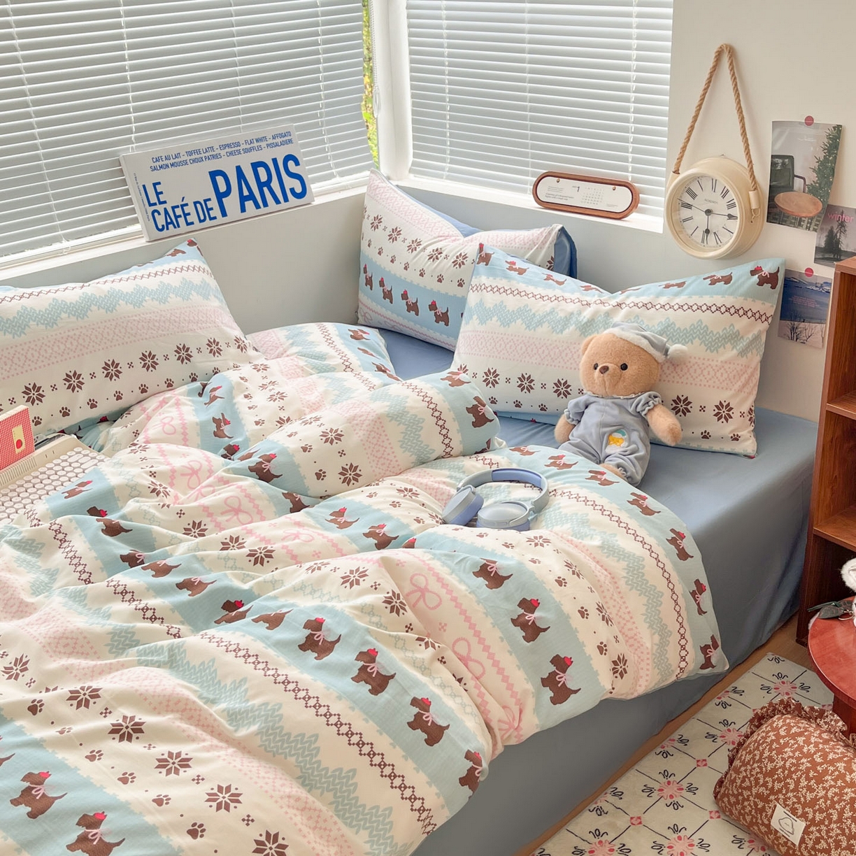 91家纺网 家纺一手货源 找家纺 优承佳生活馆 2026新款洛丽塔风水洗印花四件套学生三件套单被套系列 排队汪汪