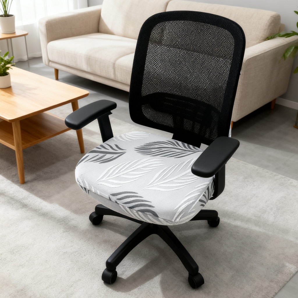 91家纺网 家纺一手货源 找家纺 壹零特色家纺 2025新款剪绒提花单独坐垫套 叶影阑珊-灰