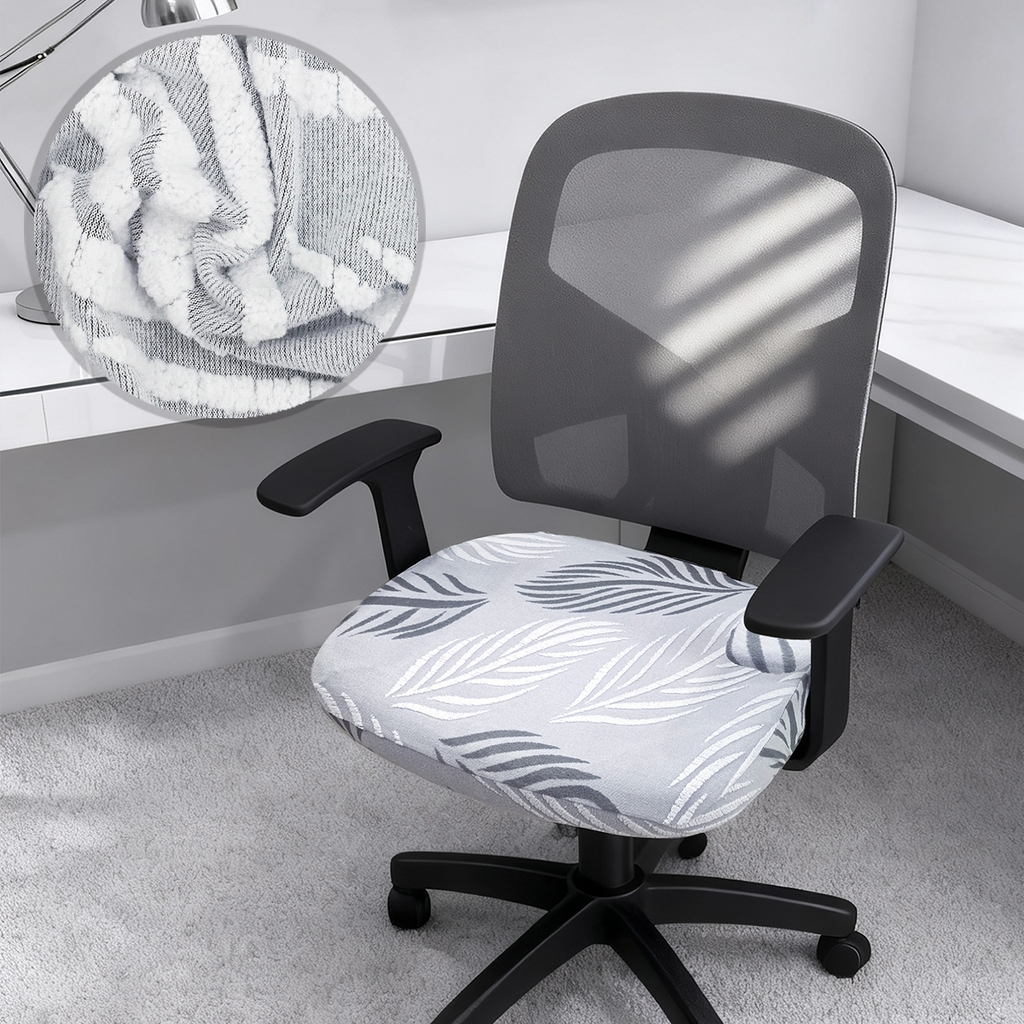 壹零特色家纺 2025新款剪绒提花单独坐垫套 叶影阑珊-灰