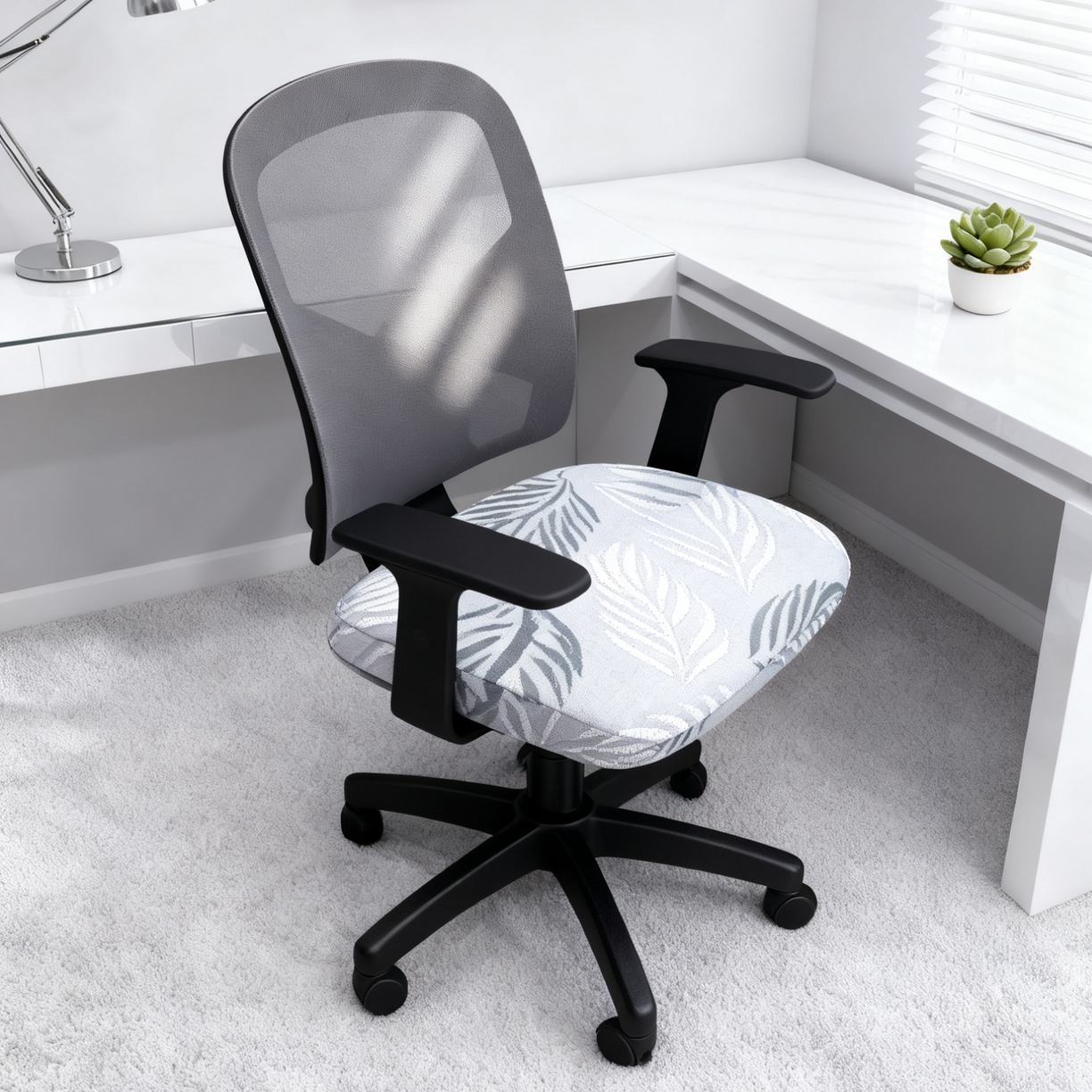 91家纺网 家纺一手货源 找家纺 壹零特色家纺 2025新款剪绒提花单独坐垫套 叶影阑珊-灰