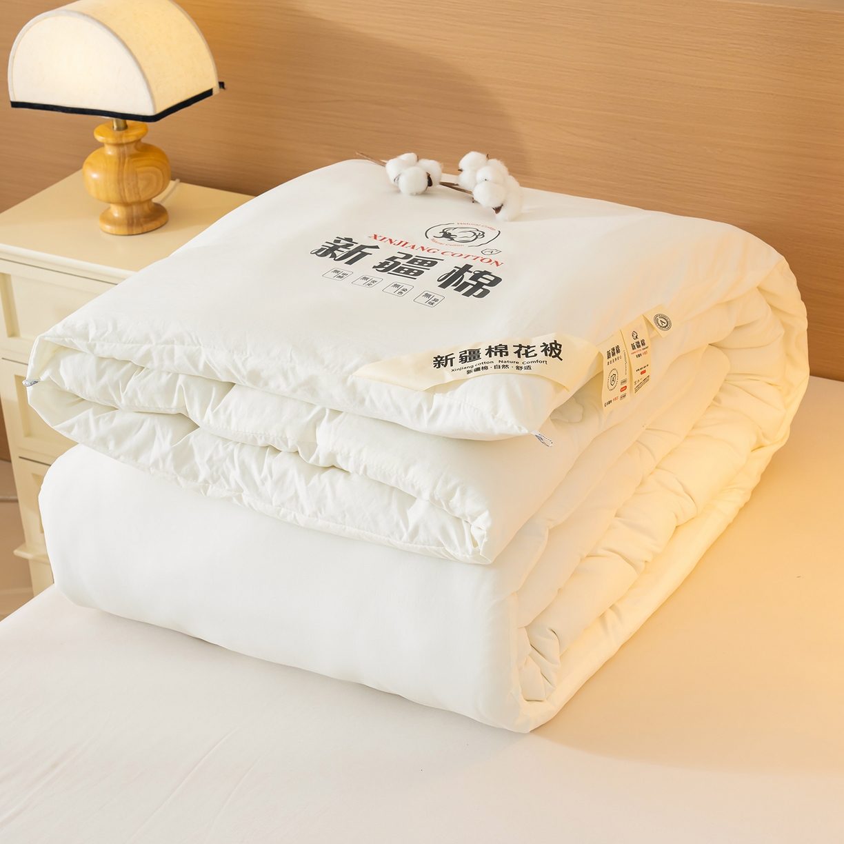 91家纺网 家纺一手货源 找家纺 桔禾家纺 2025新款水洗棉新疆棉花被直播水洗棉被子冬被芯春秋被夏被学生被子 奶白