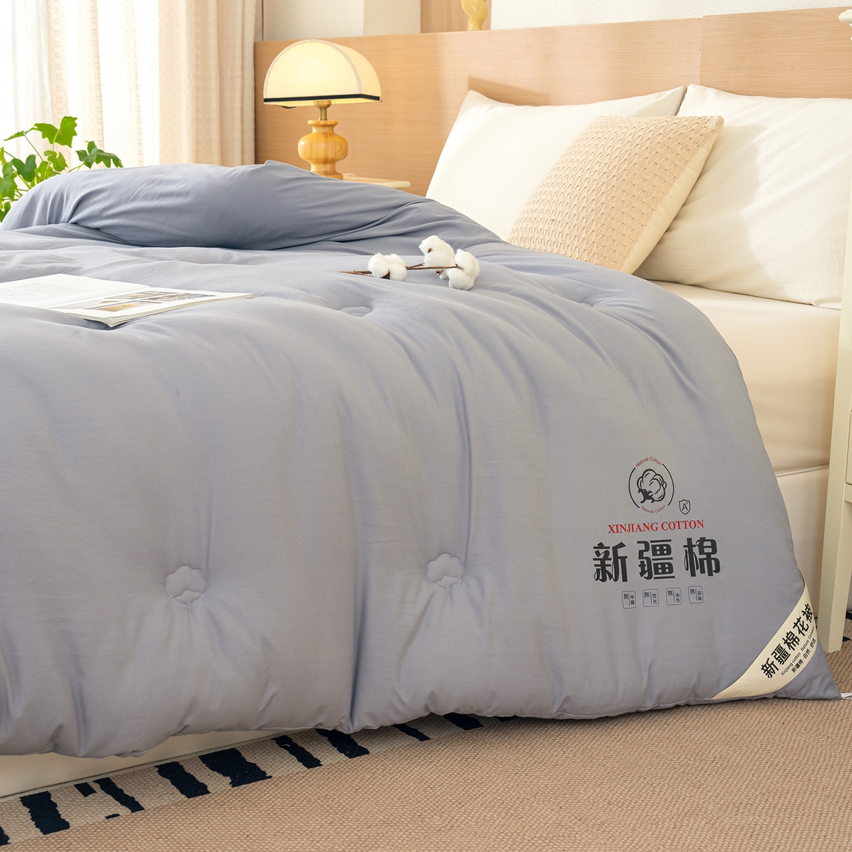 91家纺网 家纺一手货源 找家纺 桔禾家纺 2025新款水洗棉新疆棉花被直播水洗棉被子冬被芯春秋被夏被学生被子 岩石灰