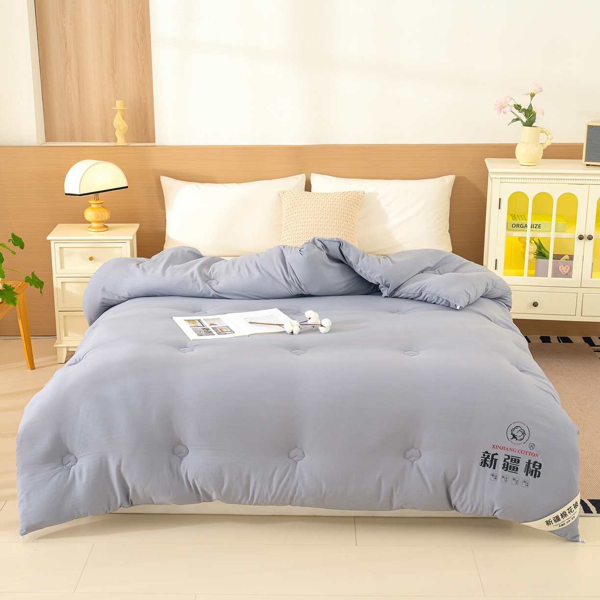 91家纺网 家纺一手货源 找家纺 桔禾家纺 2025新款水洗棉新疆棉花被直播水洗棉被子冬被芯春秋被夏被学生被子 岩石灰