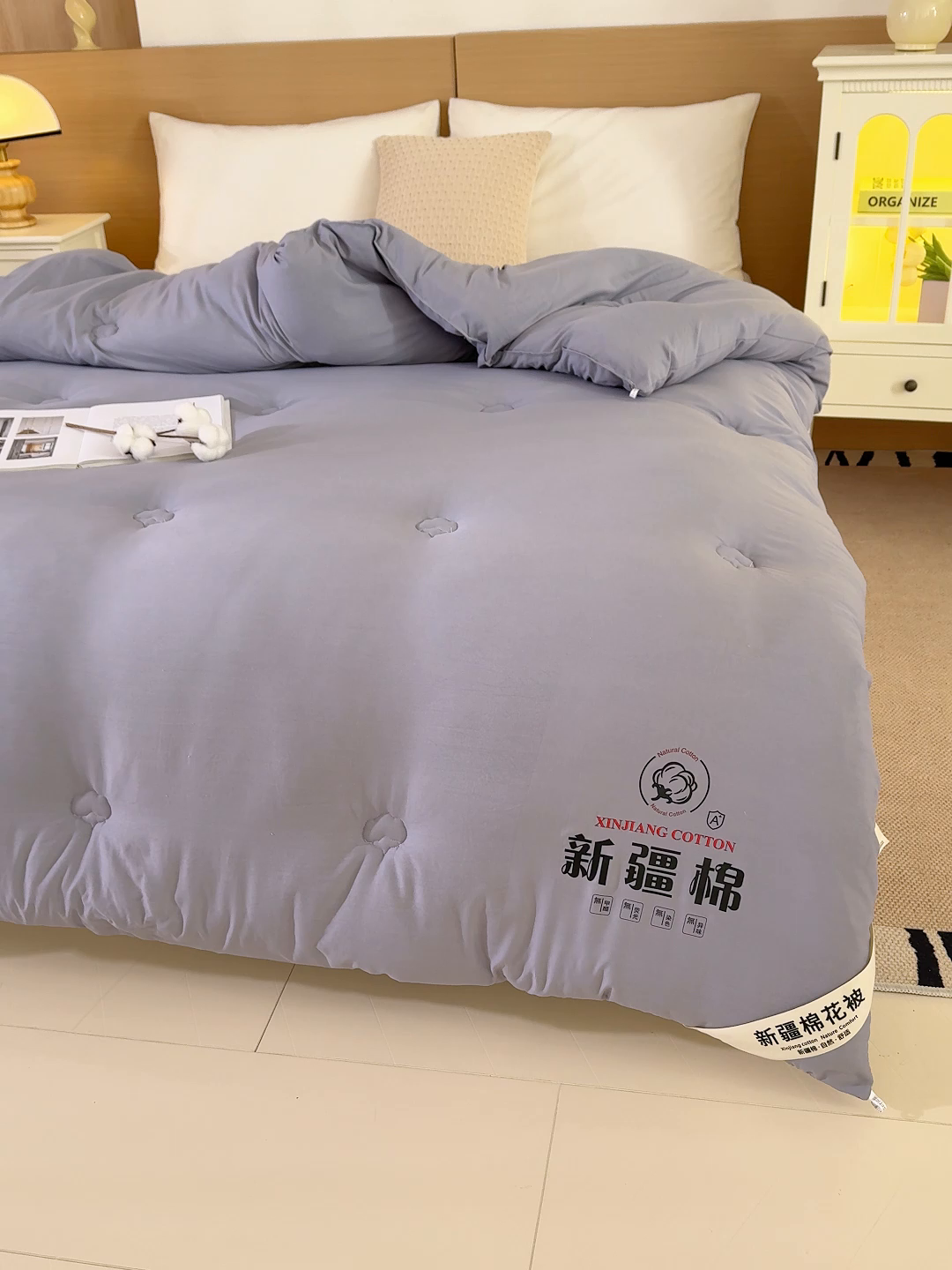 91家纺网 家纺一手货源 找家纺 桔禾家纺 2025新款水洗棉新疆棉花被直播水洗棉被子冬被芯春秋被夏被学生被子 岩石灰