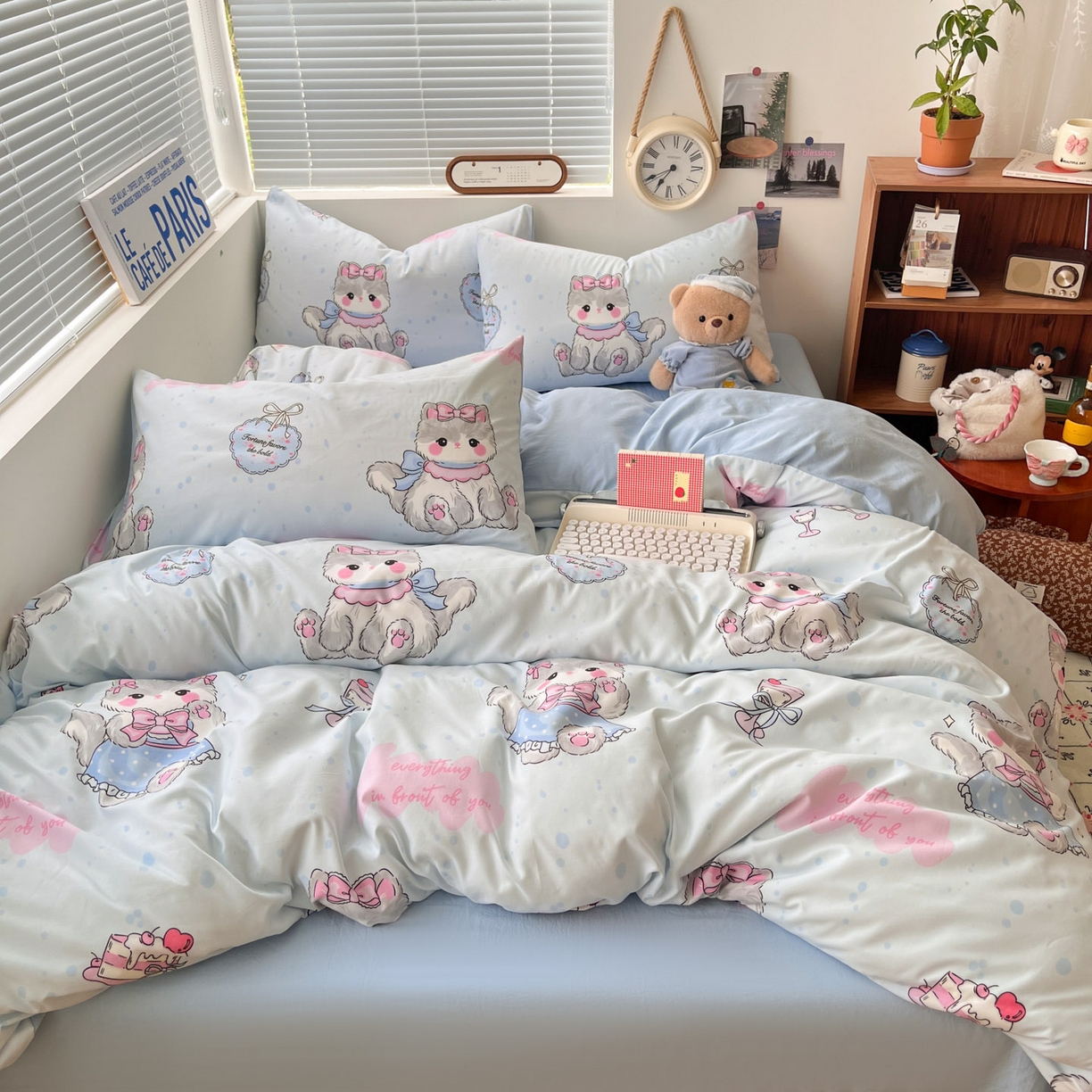 91家纺网 家纺一手货源 找家纺 优承佳生活馆 2026新款洛丽塔风水洗印花四件套学生三件套单被套系列 软萌宠物