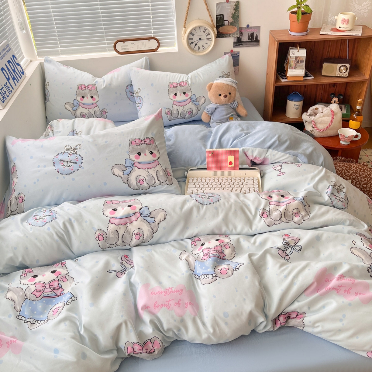 91家纺网 家纺一手货源 找家纺 优承佳生活馆 2026新款洛丽塔风水洗印花四件套学生三件套单被套系列 软萌宠物