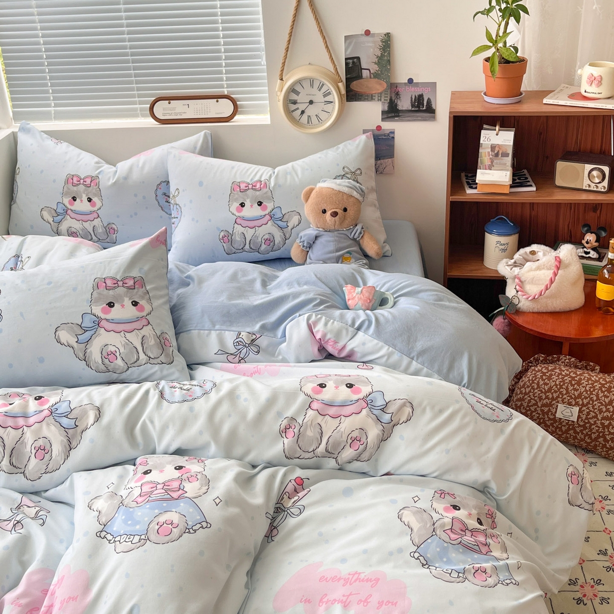 91家纺网 家纺一手货源 找家纺 优承佳生活馆 2026新款洛丽塔风水洗印花四件套学生三件套单被套系列 软萌宠物