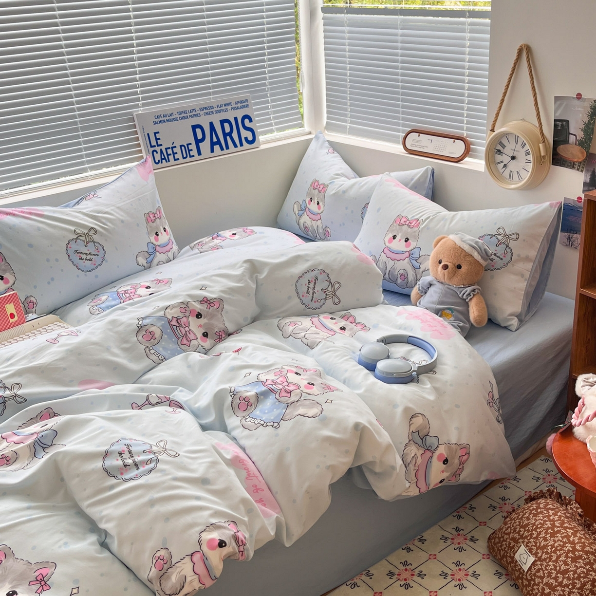 91家纺网 家纺一手货源 找家纺 优承佳生活馆 2026新款洛丽塔风水洗印花四件套学生三件套单被套系列 软萌宠物