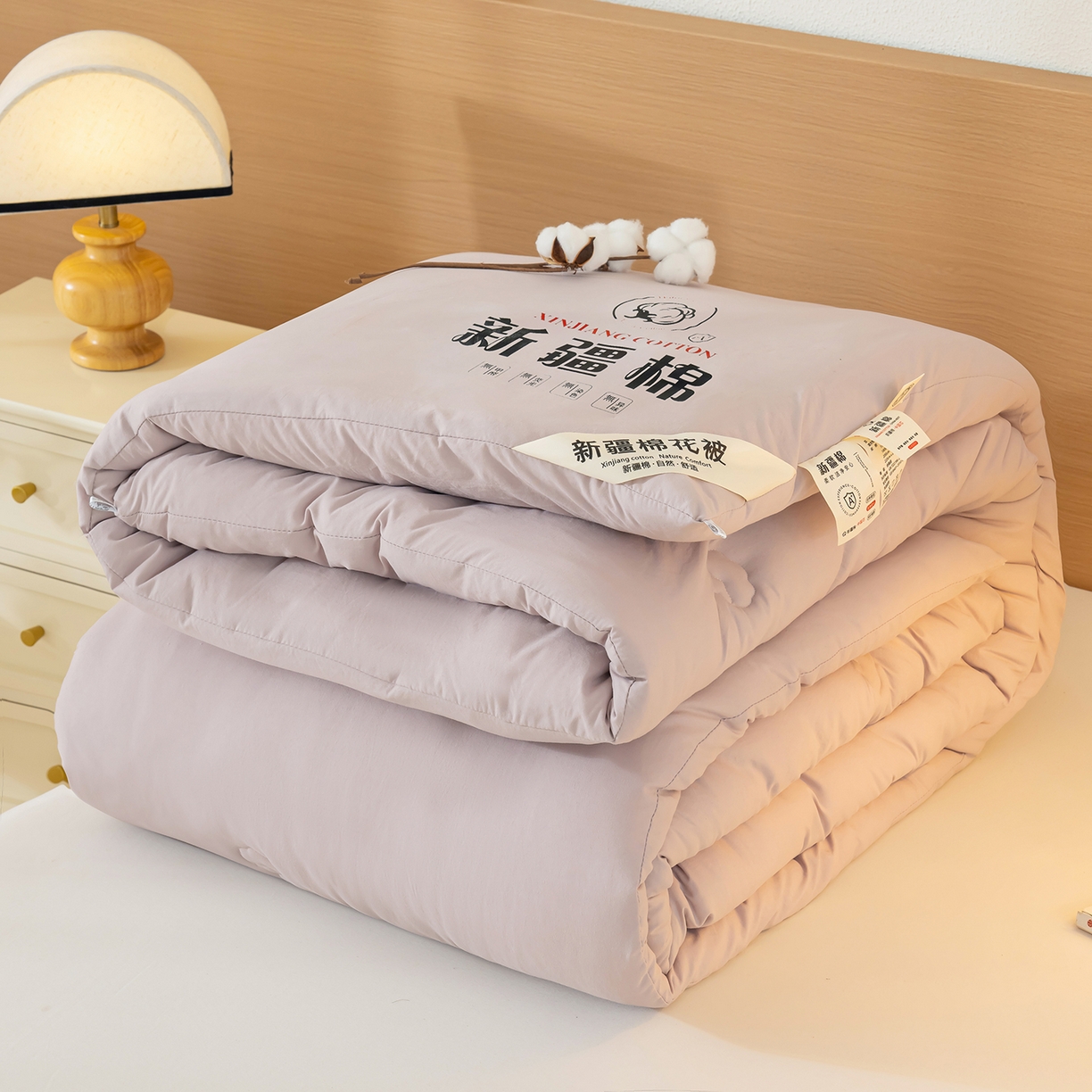 91家纺网 家纺一手货源 找家纺 桔禾家纺 2025新款水洗棉新疆棉花被直播水洗棉被子冬被芯春秋被夏被学生被子 浅豆沙