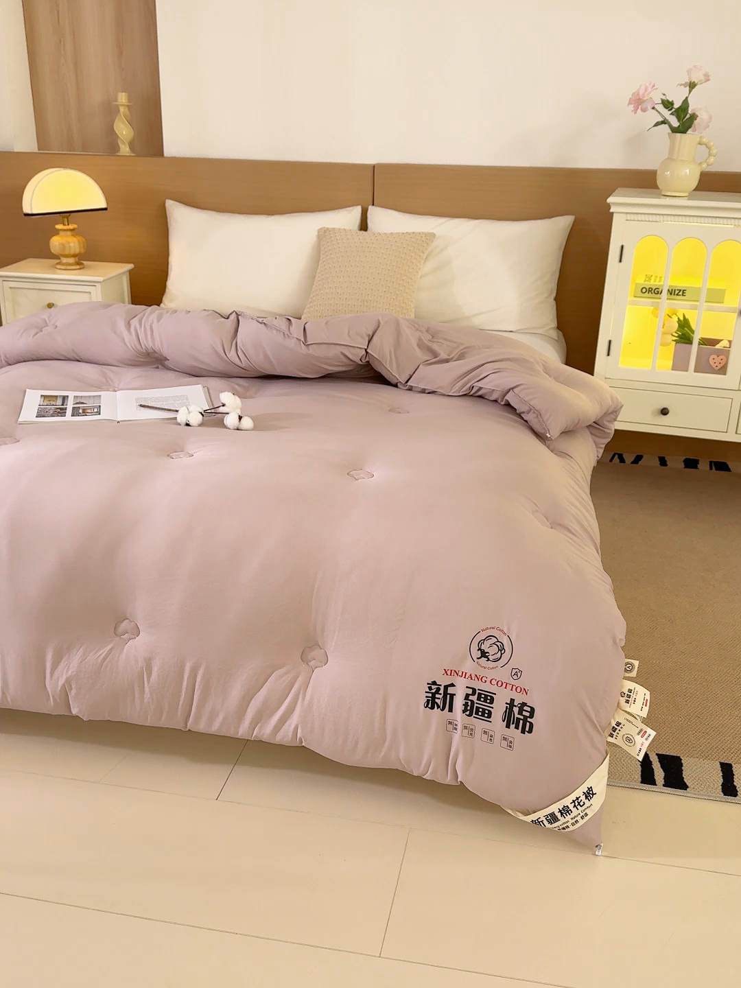 91家纺网 家纺一手货源 找家纺 桔禾家纺 2025新款水洗棉新疆棉花被直播水洗棉被子冬被芯春秋被夏被学生被子 浅豆沙