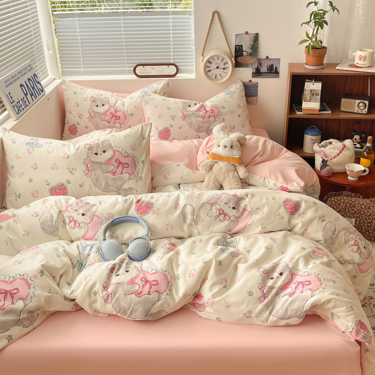 91家纺网 家纺一手货源 找家纺 优承佳生活馆 2026新款洛丽塔风水洗印花四件套学生三件套单被套系列 甜心萌物