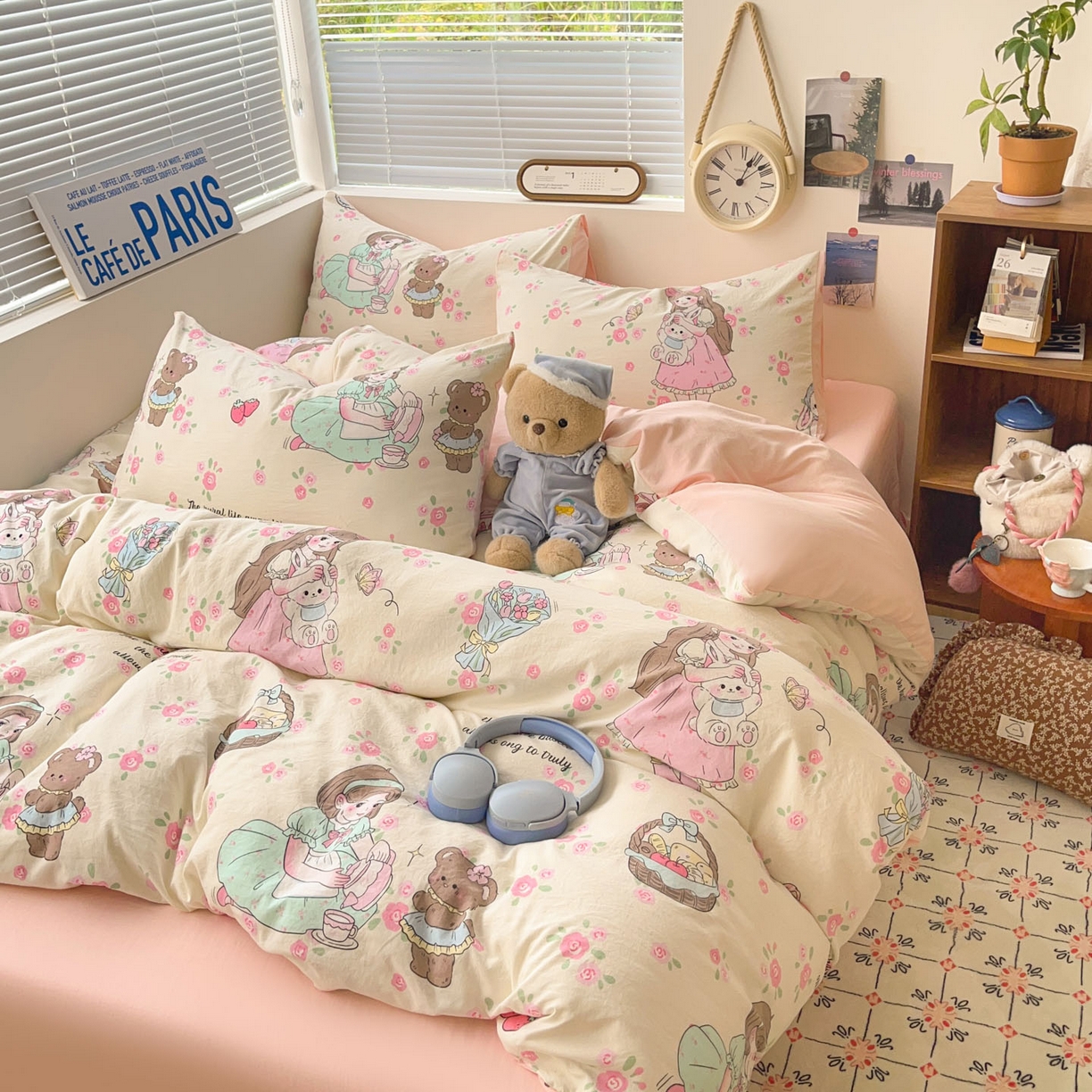 91家纺网 家纺一手货源 找家纺 优承佳生活馆 2026新款洛丽塔风水洗印花四件套学生三件套单被套系列 午后茶话会