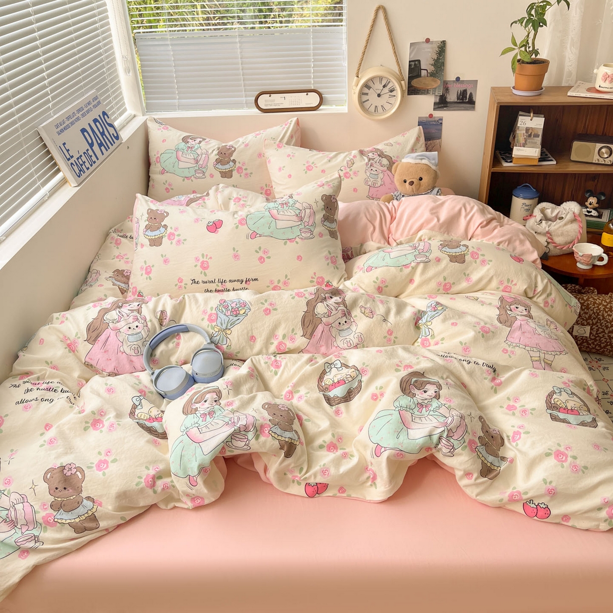 91家纺网 家纺一手货源 找家纺 优承佳生活馆 2026新款洛丽塔风水洗印花四件套学生三件套单被套系列 午后茶话会