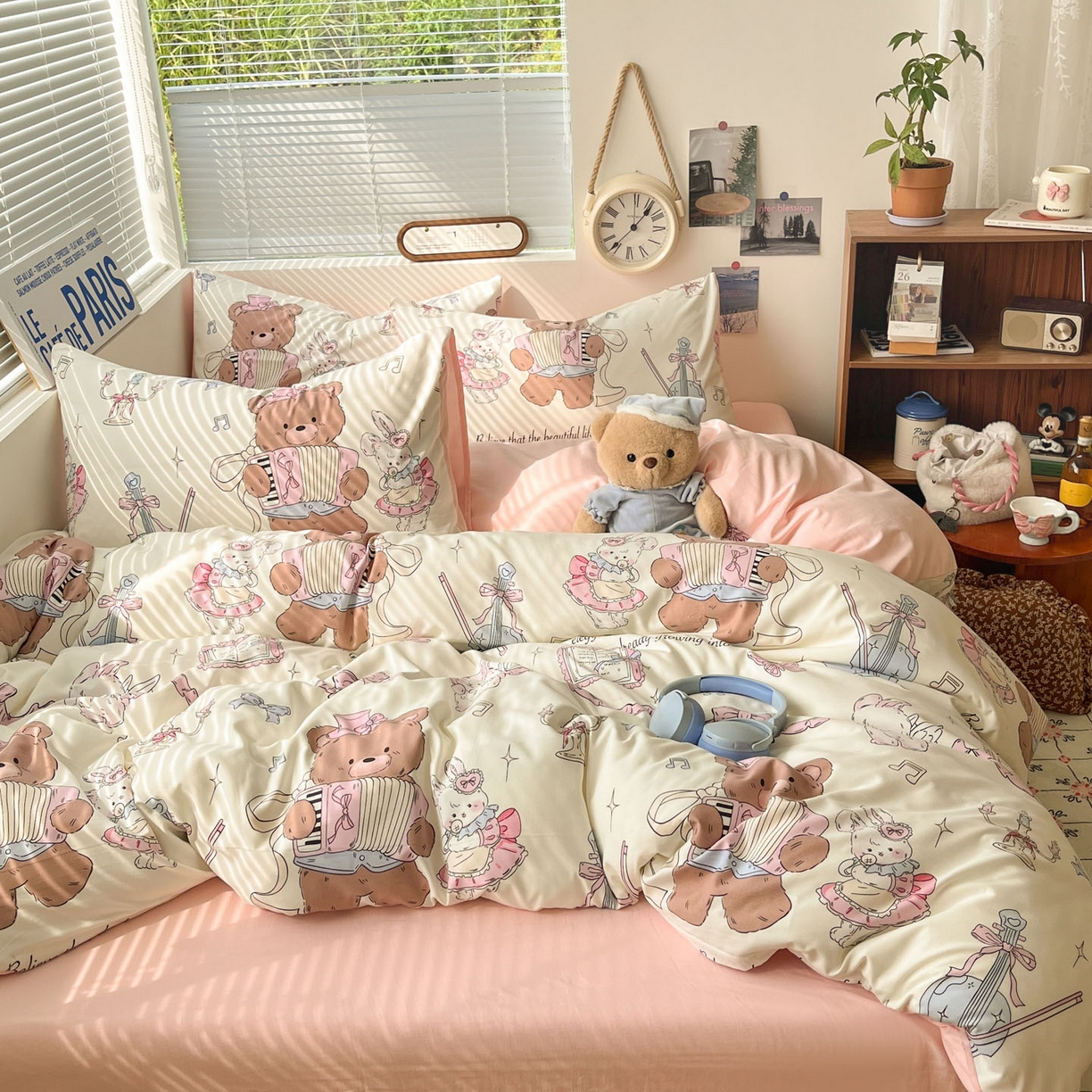 91家纺网 家纺一手货源 找家纺 优承佳生活馆 2026新款洛丽塔风水洗印花四件套学生三件套单被套系列 音乐鉴赏