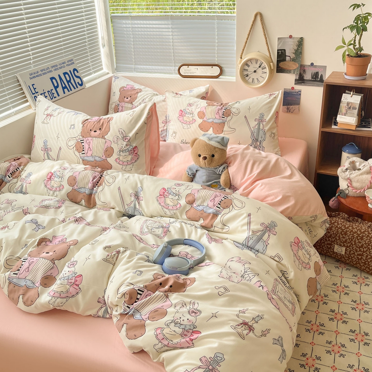 91家纺网 家纺一手货源 找家纺 优承佳生活馆 2026新款洛丽塔风水洗印花四件套学生三件套单被套系列 音乐鉴赏