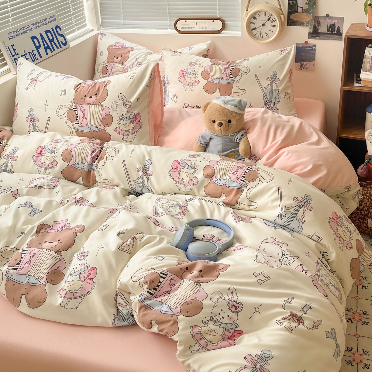 91家纺网 家纺一手货源 找家纺 优承佳生活馆 2026新款洛丽塔风水洗印花四件套学生三件套单被套系列 音乐鉴赏