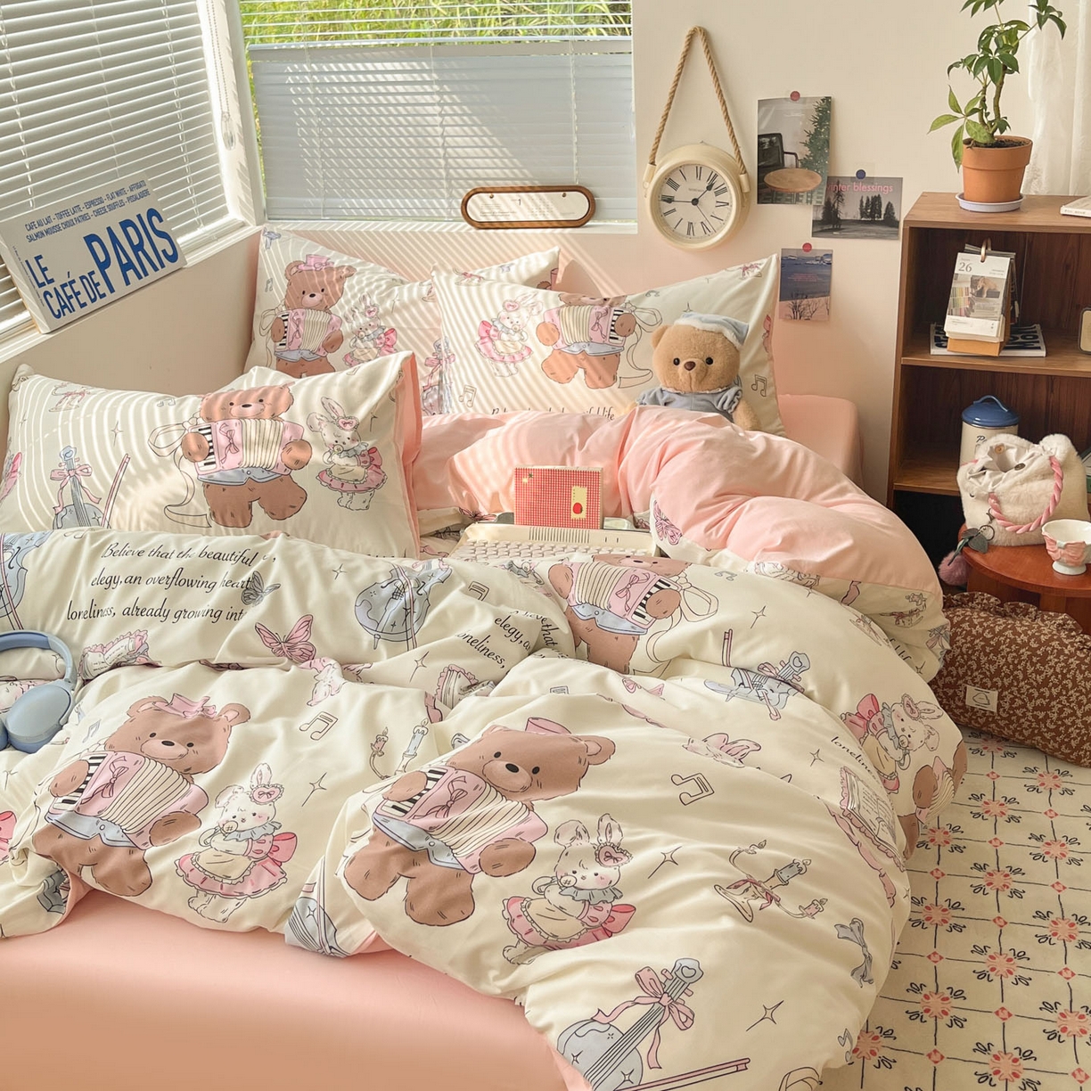 91家纺网 家纺一手货源 找家纺 优承佳生活馆 2026新款洛丽塔风水洗印花四件套学生三件套单被套系列 音乐鉴赏