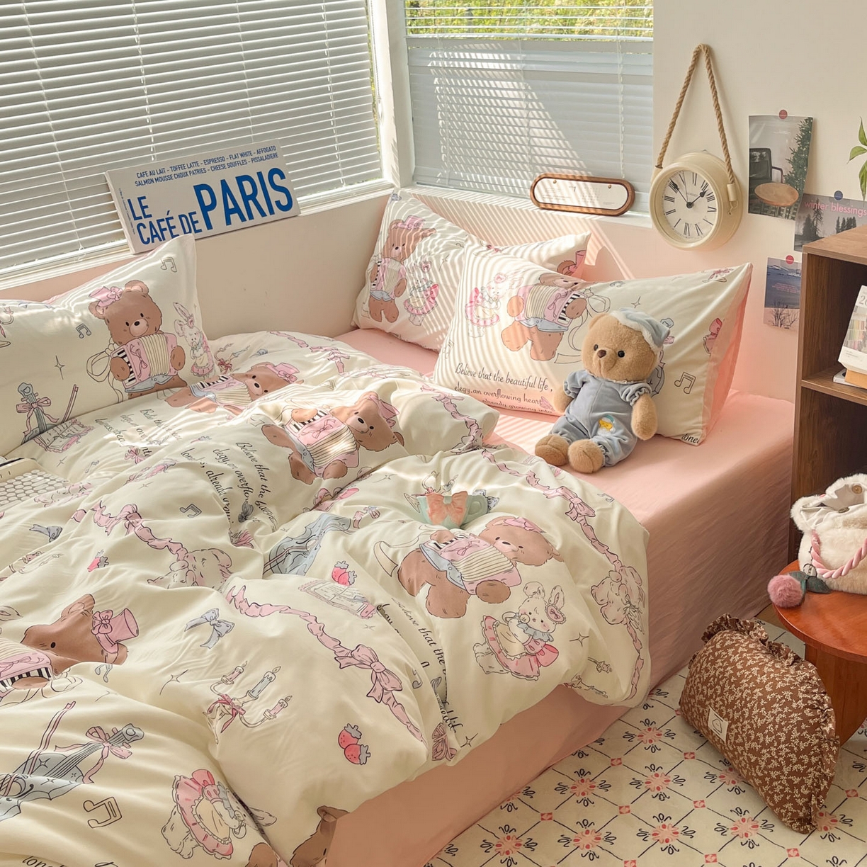 91家纺网 家纺一手货源 找家纺 优承佳生活馆 2026新款洛丽塔风水洗印花四件套学生三件套单被套系列 音乐鉴赏