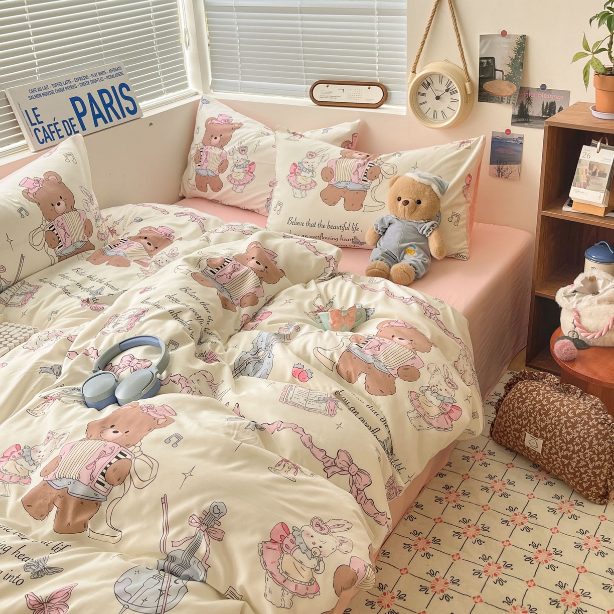 91家纺网 家纺一手货源 找家纺 优承佳生活馆 2026新款洛丽塔风水洗印花四件套学生三件套单被套系列 音乐鉴赏