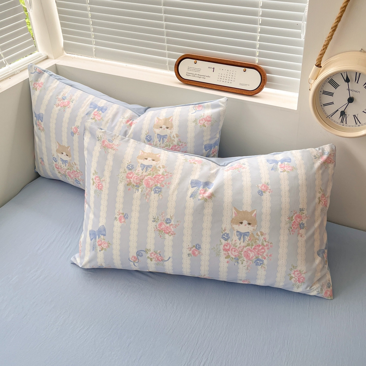 91家纺网 家纺一手货源 找家纺 优承佳生活馆 2026新款洛丽塔风水洗印花四件套学生三件套单被套系列 优雅小猫