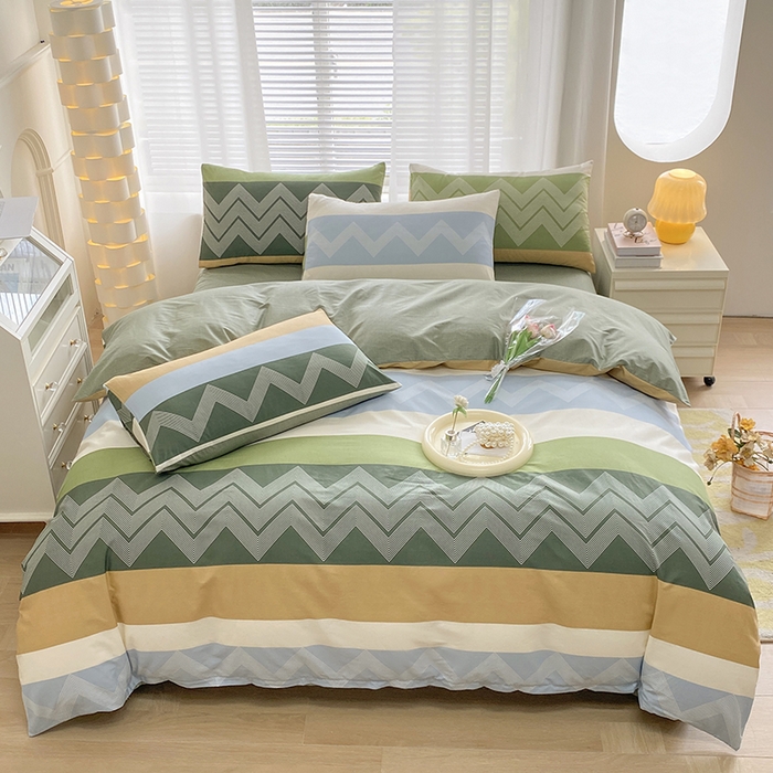 91家纺网 家纺一手货源 找家纺 （总）2025直播新款13372全棉纯棉印花四件套喷气小清新简约热款学生四件套