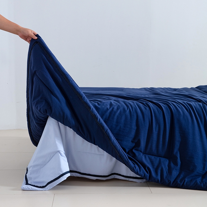 91家纺网 家纺一手货源 找家纺 （总）卡芙芯类馆 2025新款深睡蓝二合一控温被子母被 被子被芯