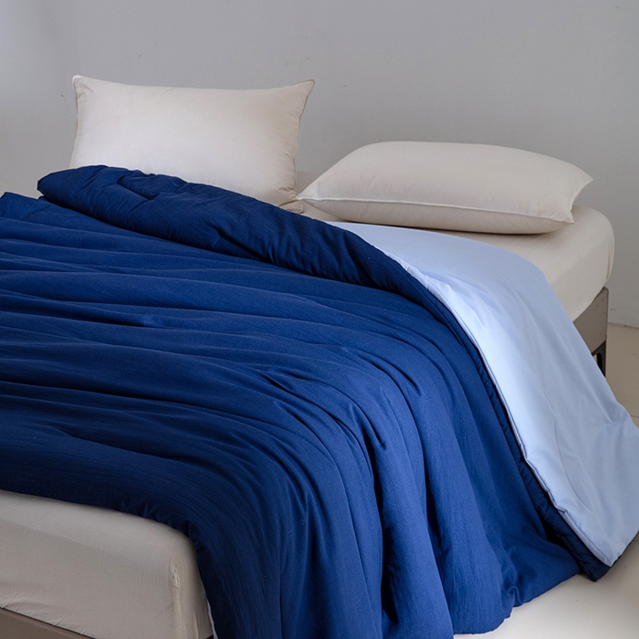 91家纺网 家纺一手货源 找家纺 （总）卡芙芯类馆 2025新款深睡蓝二合一控温被子母被 被子被芯