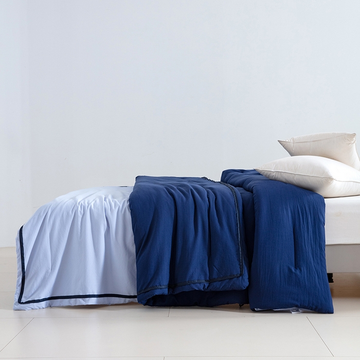 91家纺网 家纺一手货源 找家纺 （总）卡芙芯类馆 2025新款深睡蓝二合一控温被子母被 被子被芯