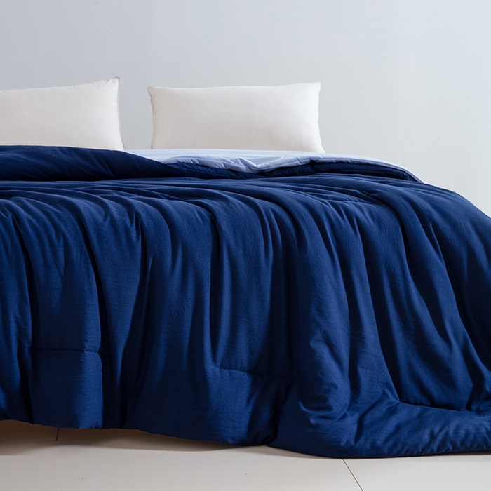 91家纺网 家纺一手货源 找家纺 （总）卡芙芯类馆 2025新款深睡蓝二合一控温被子母被 被子被芯