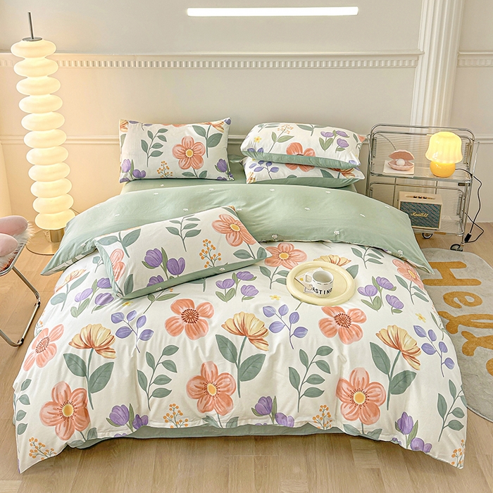 2025直播新款13372全棉纯棉印花四件套喷气小清新简约热款学生四件套 古涧茉莉