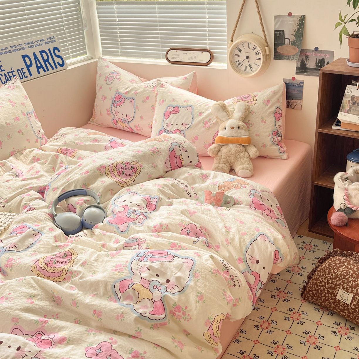 91家纺网 家纺一手货源 找家纺 （总）优承佳生活馆 2026新款洛丽塔风水洗印花四件套学生三件套单被套系列（提供买家秀）