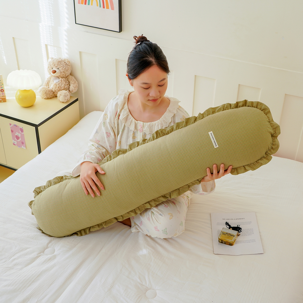 91家纺网 家纺一手货源 找家纺 （总）蔻眠 全棉花边款长抱枕枕夹腿抱枕长枕芯孕妇抱枕枕头