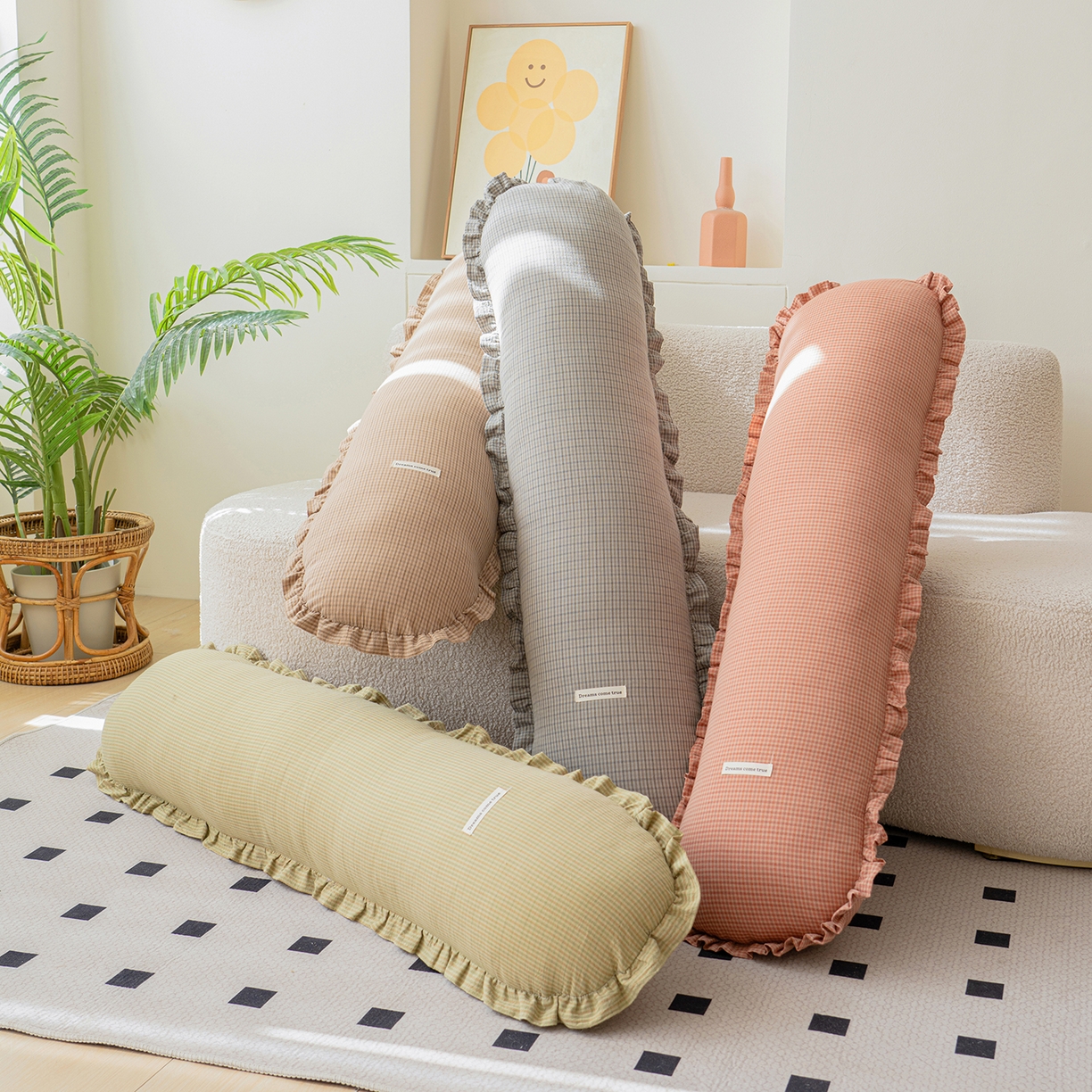 91家纺网 家纺一手货源 找家纺 蔻眠 全棉花边款长抱枕枕夹腿抱枕长枕芯孕妇抱枕枕头 主图