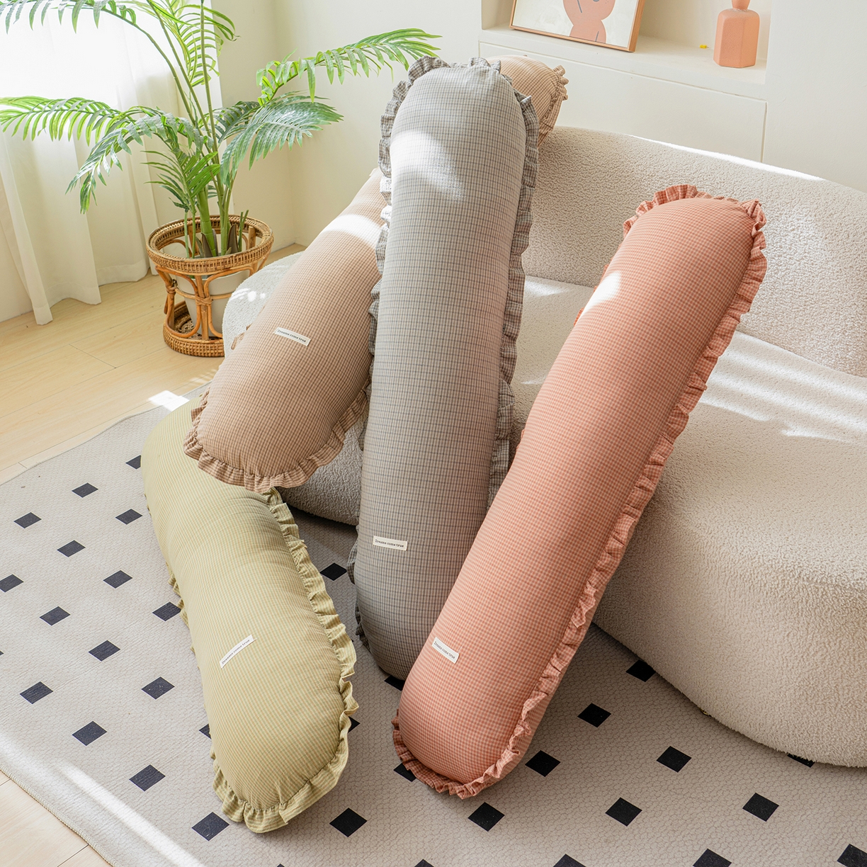 91家纺网 家纺一手货源 找家纺 蔻眠 全棉花边款长抱枕枕夹腿抱枕长枕芯孕妇抱枕枕头 主图