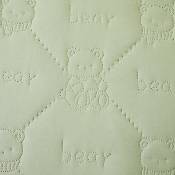 91家纺网 家纺一手货源 找家纺 LIFE.丽芙 2025新款磨毛单件超声波小熊夹棉防水床笠三件套 小熊防水夹棉床笠-松石绿