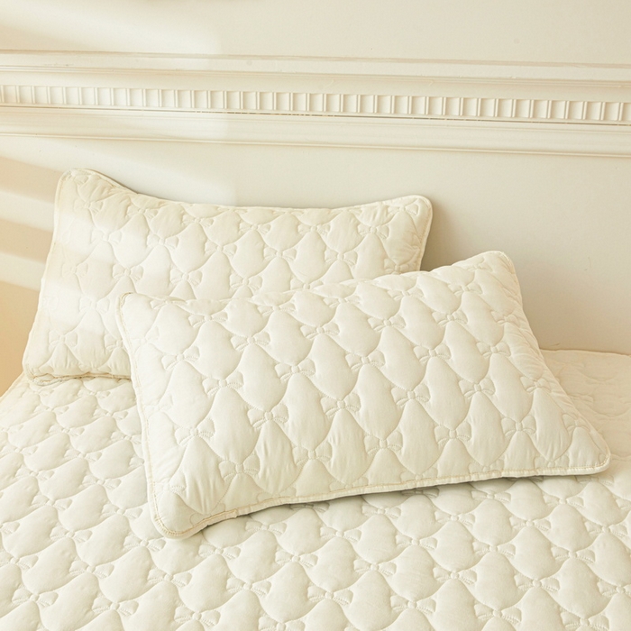 91家纺网 家纺一手货源 找家纺 （总）LIFE.丽芙 2025新款水洗原棉单件蝴蝶结绗缝夹棉床笠三件套