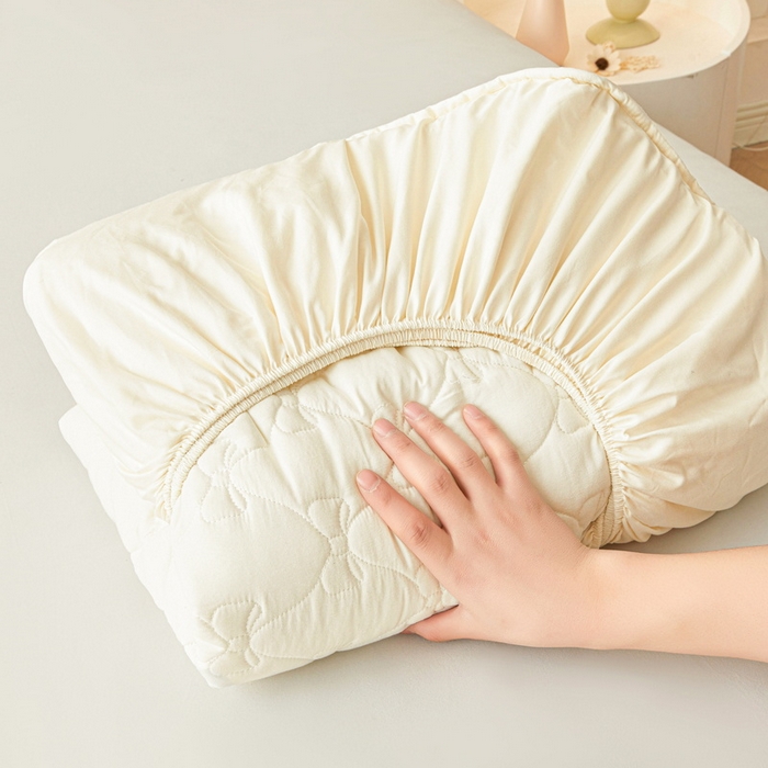 91家纺网 家纺一手货源 找家纺 （总）LIFE.丽芙 2025新款水洗原棉单件蝴蝶结绗缝夹棉床笠三件套