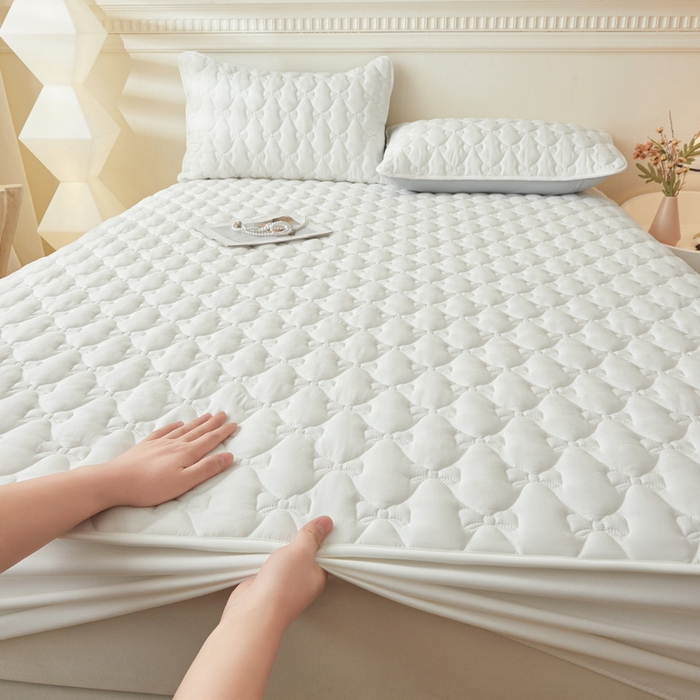 91家纺网 家纺一手货源 找家纺 （总）LIFE.丽芙 2025新款水洗原棉单件蝴蝶结绗缝夹棉床笠三件套