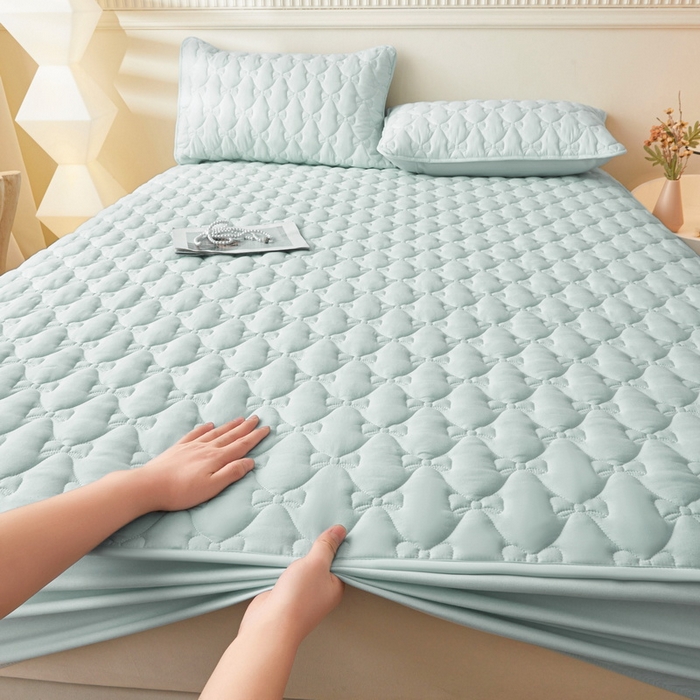 91家纺网 家纺一手货源 找家纺 （总）LIFE.丽芙 2025新款水洗原棉单件蝴蝶结绗缝夹棉床笠三件套