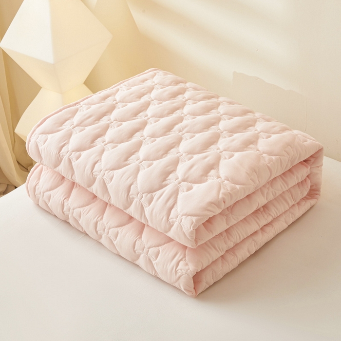 91家纺网 家纺一手货源 找家纺 LIFE.丽芙 2025新款水洗原棉单件蝴蝶结绗缝夹棉床笠三件套 蝴蝶结床笠-奶油粉