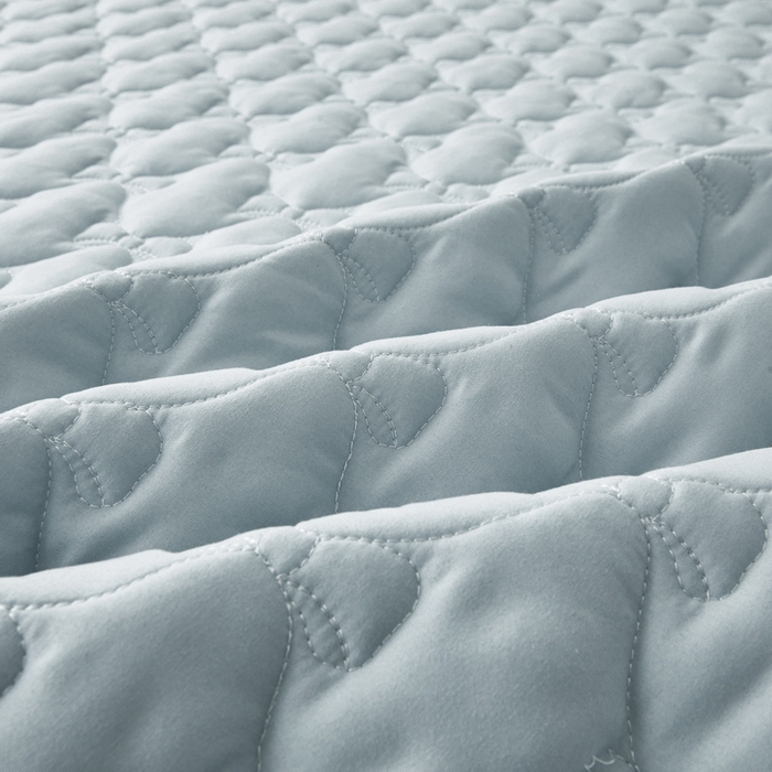 91家纺网 家纺一手货源 找家纺 LIFE.丽芙 2025新款水洗原棉单件蝴蝶结绗缝夹棉床笠三件套 蝴蝶结床笠-海青