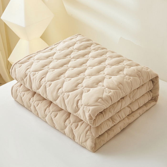 91家纺网 家纺一手货源 找家纺 LIFE.丽芙 2025新款水洗原棉单件蝴蝶结绗缝夹棉床笠三件套 蝴蝶结床笠-奶茶