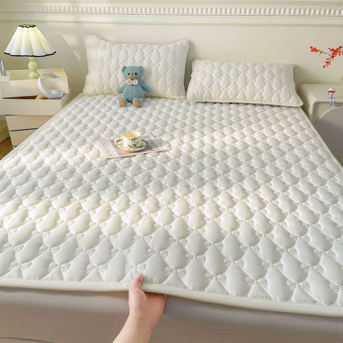 91家纺网 家纺一手货源 找家纺 （总）LIFE.丽芙 2025新款水洗原棉单件蝴蝶结绗缝夹棉床褥垫子三件套