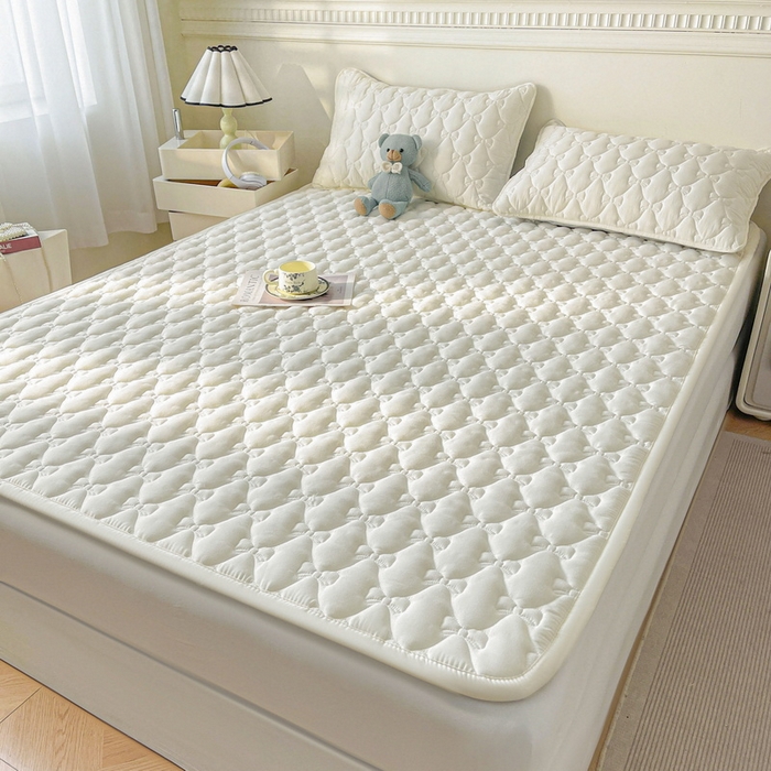 91家纺网 家纺一手货源 找家纺 （总）LIFE.丽芙 2025新款水洗原棉单件蝴蝶结绗缝夹棉床褥垫子三件套