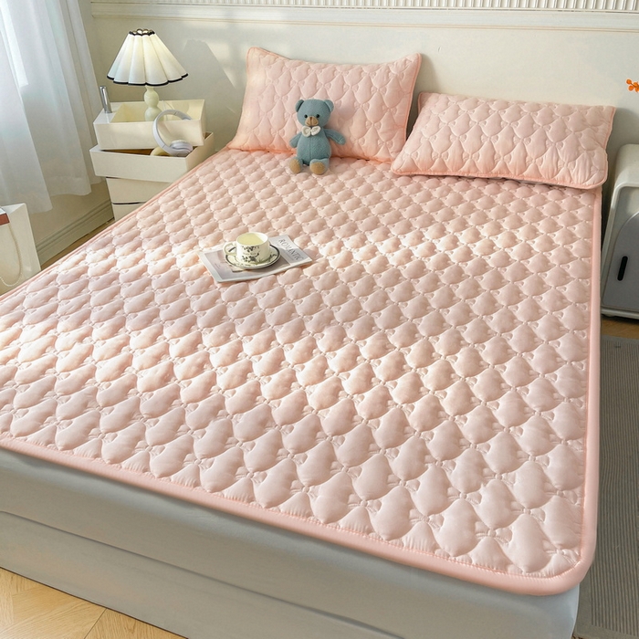 91家纺网 家纺一手货源 找家纺 （总）LIFE.丽芙 2025新款水洗原棉单件蝴蝶结绗缝夹棉床褥垫子三件套